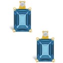 Blue Topaz (1-3/8 ct. t.w.) and Diamond Accent Stud Earrings in 14K Yellow Gold or 14K White Gold